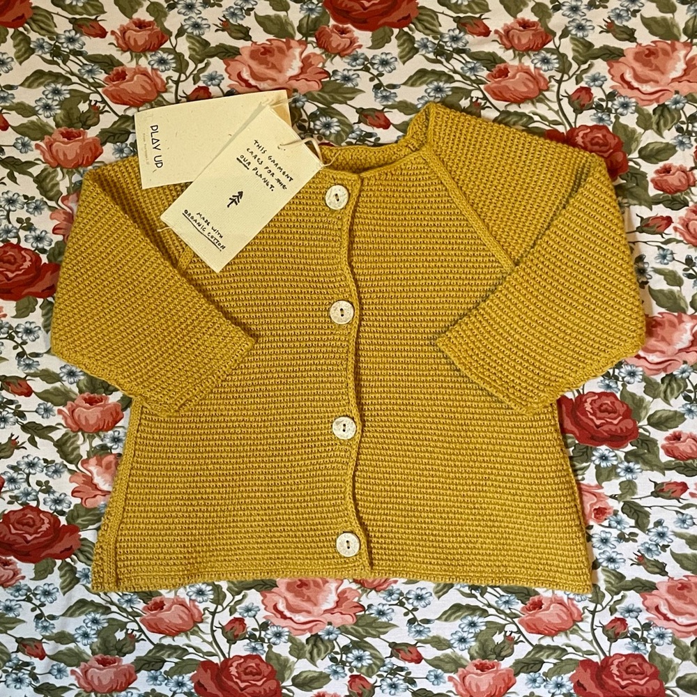 Cozy Mustard Cardigan with Resin Buttons 6-9M